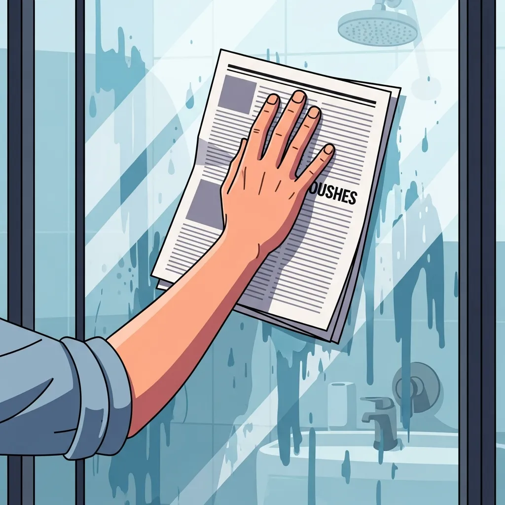 샤워부스 유리 신문지 닦기