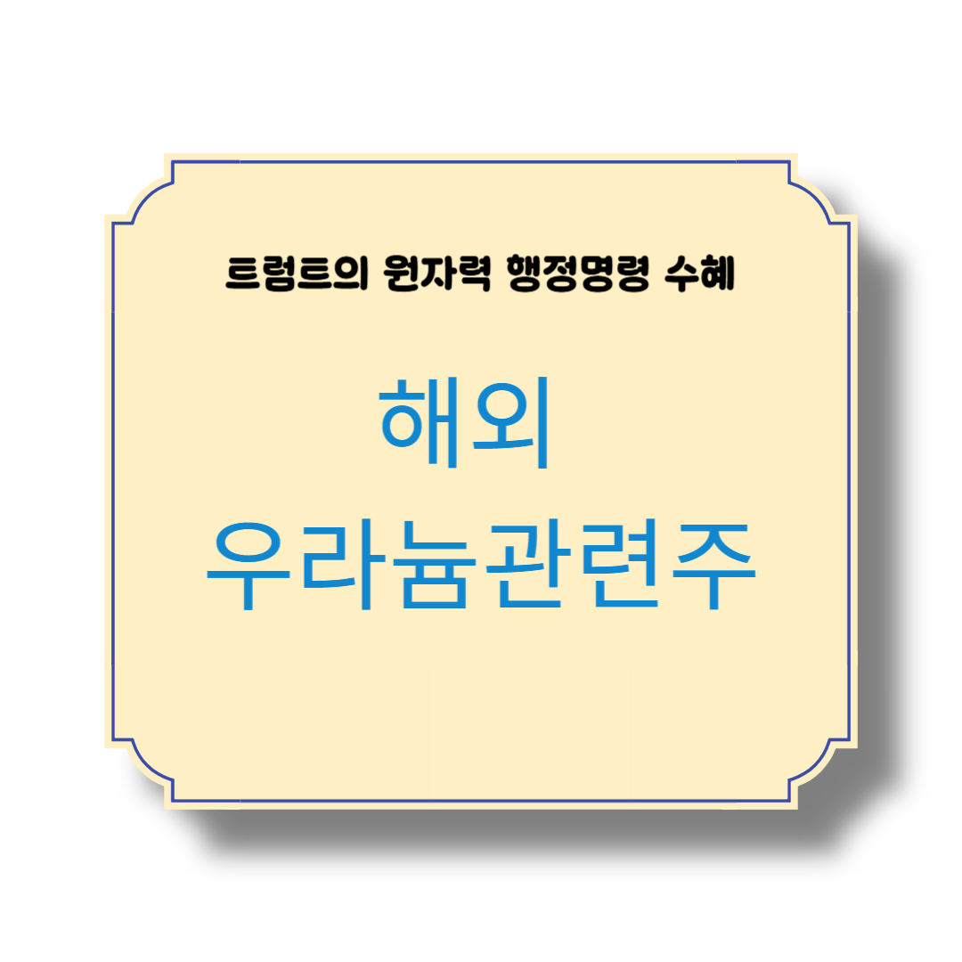 트럼트의 원자력 행정명령으로 수혜를 보는 해외 우라늄관련주