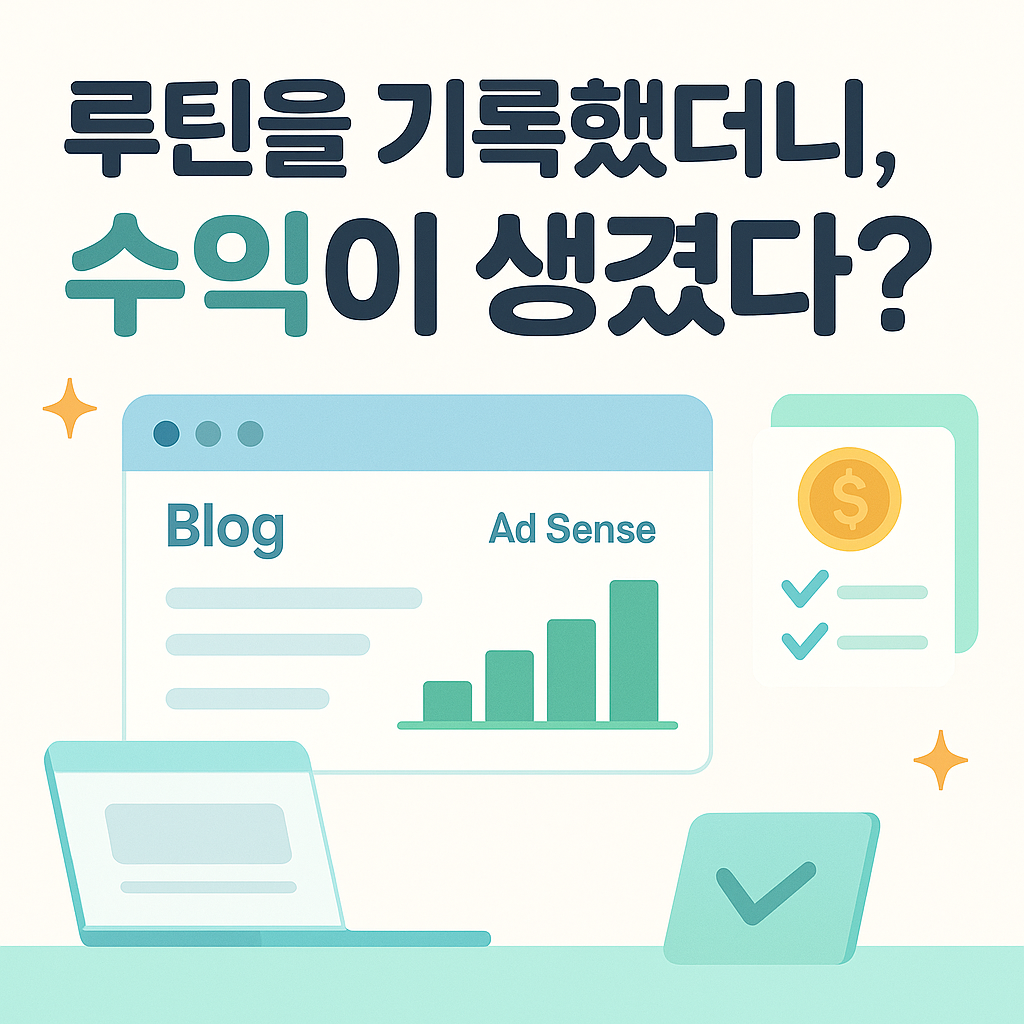 루틴으로 수익 발생 , 블로그 및 수익 사진