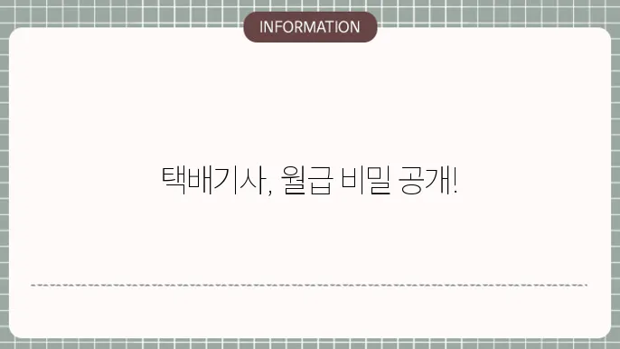 택배기사 월급 연봉 하는일 되는법