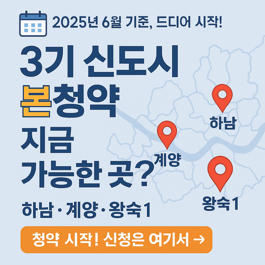 3기 신도시 분양 일정 총정리📅 2025년 6월 기준, 지금 당장 청약 준비해야 할 곳은?