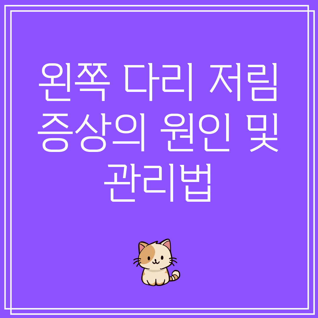 왼쪽 다리 저림 증상의 원인 및 관리법