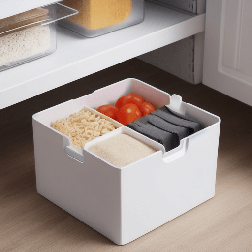 물건이 수납된 흰색 수납상자