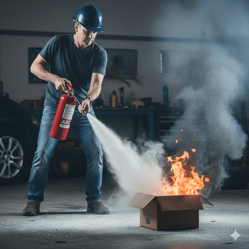 소화기 사용 모습