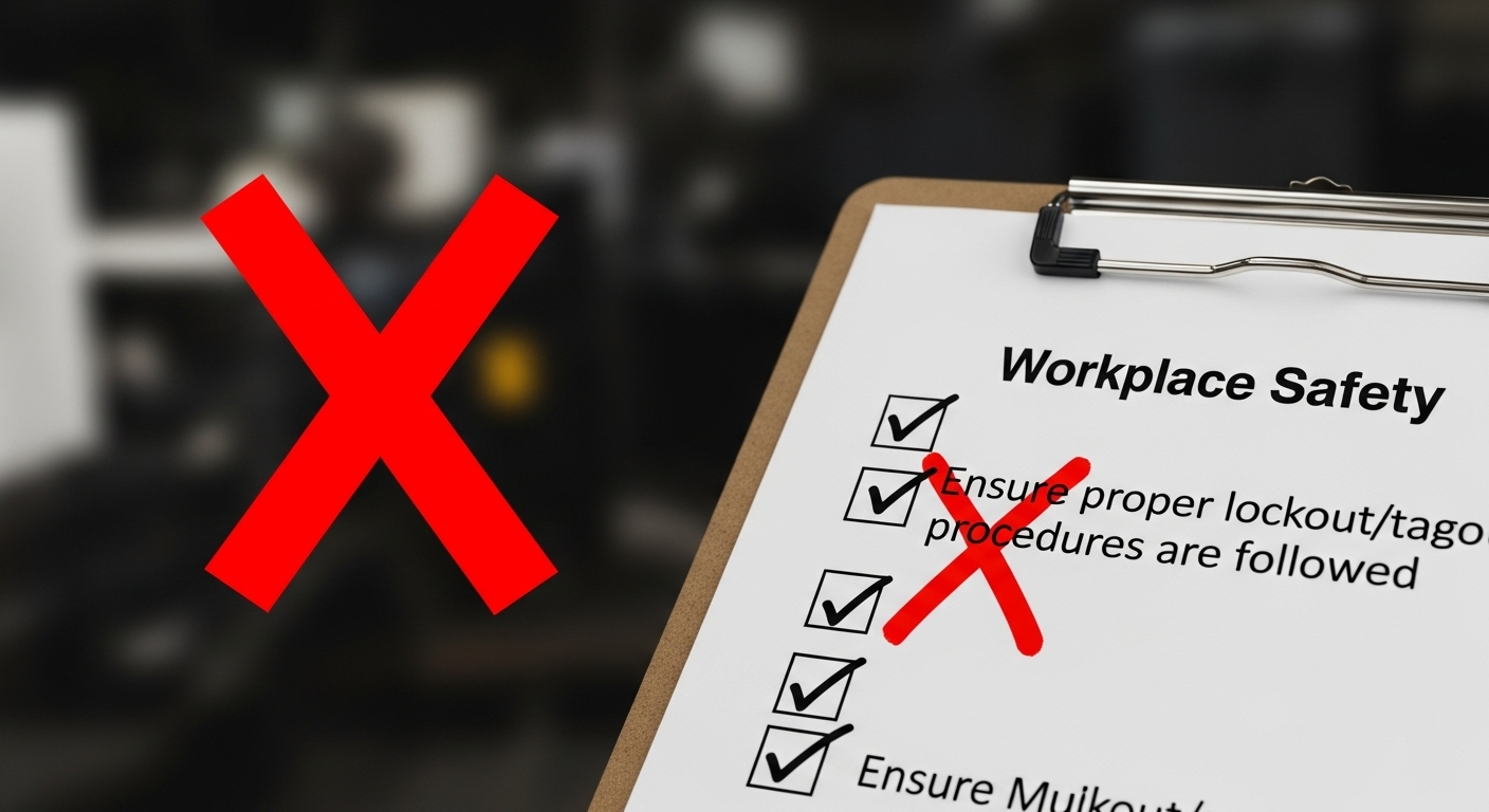 빨간색 X 표시와 체크리스트가 유의사항을 강조하는 이미지