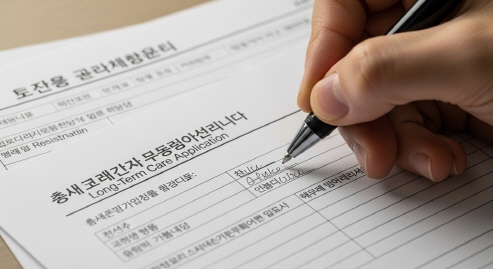 주민등록증과 신청서를 준비한 모습