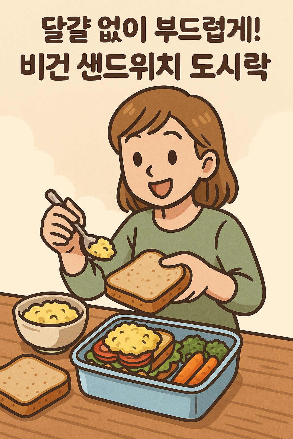 달걀 없이 부드럽게! 비건 샌드위치 도시락