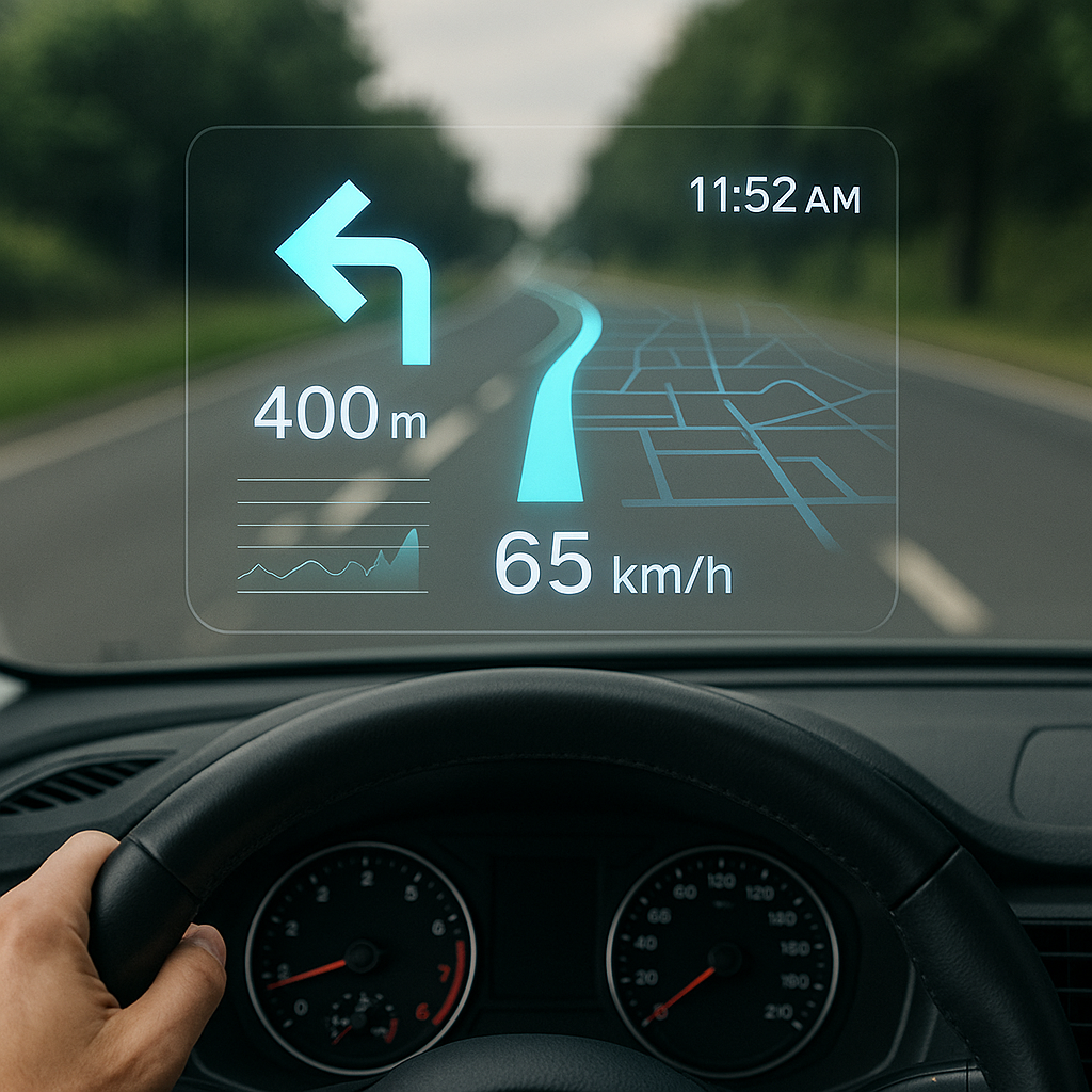 운전 중 HUD(헤드업 디스플레이)로 실시간 내비게이션