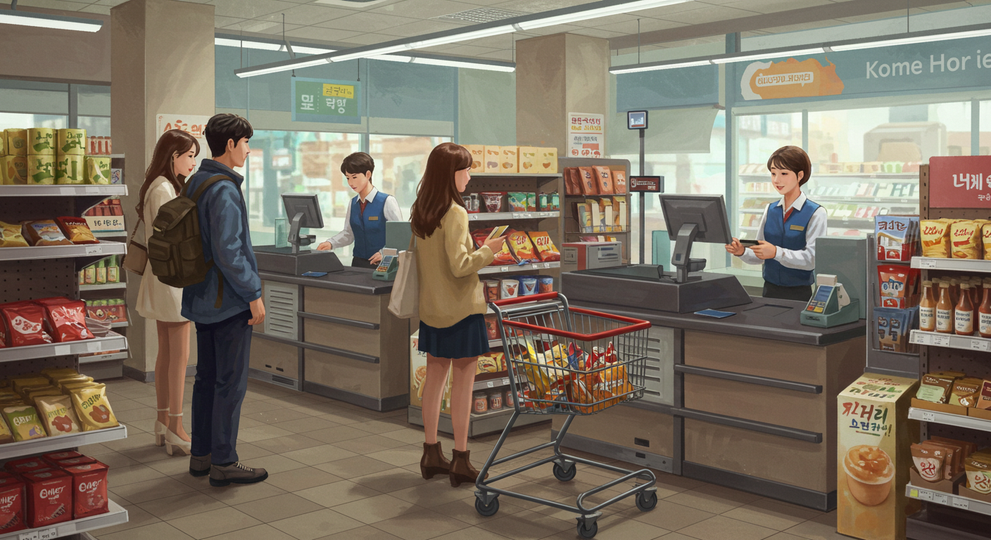 신용카드로 계산하고 있는 이미지