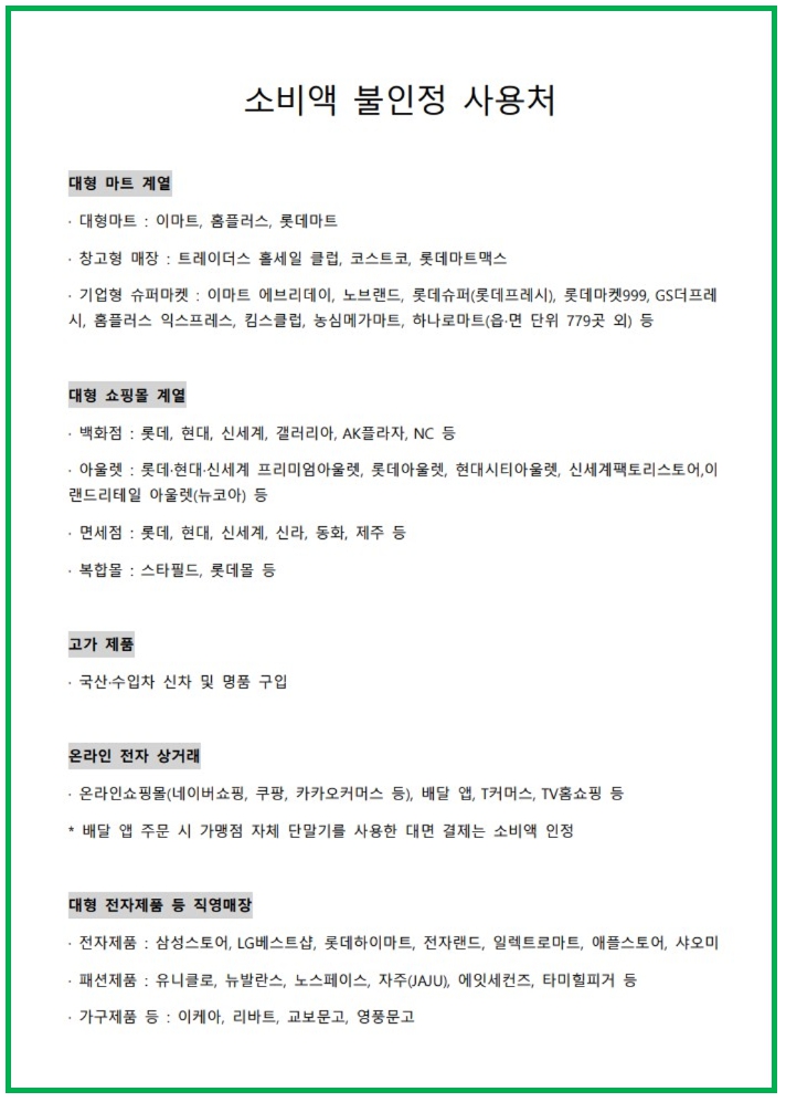 소비액 불인정 사용처리스트1