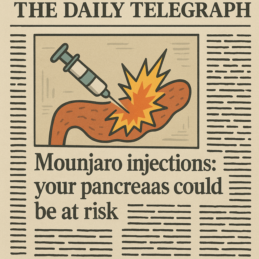 &ldquo;영국 마운자로 부작용 사례를 보도하는 신문 이미지 연출&rdquo;