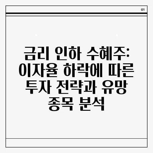 금리 인하 수혜주: 이자율 하락에 따른 투자 전략과 유망 종목 분석