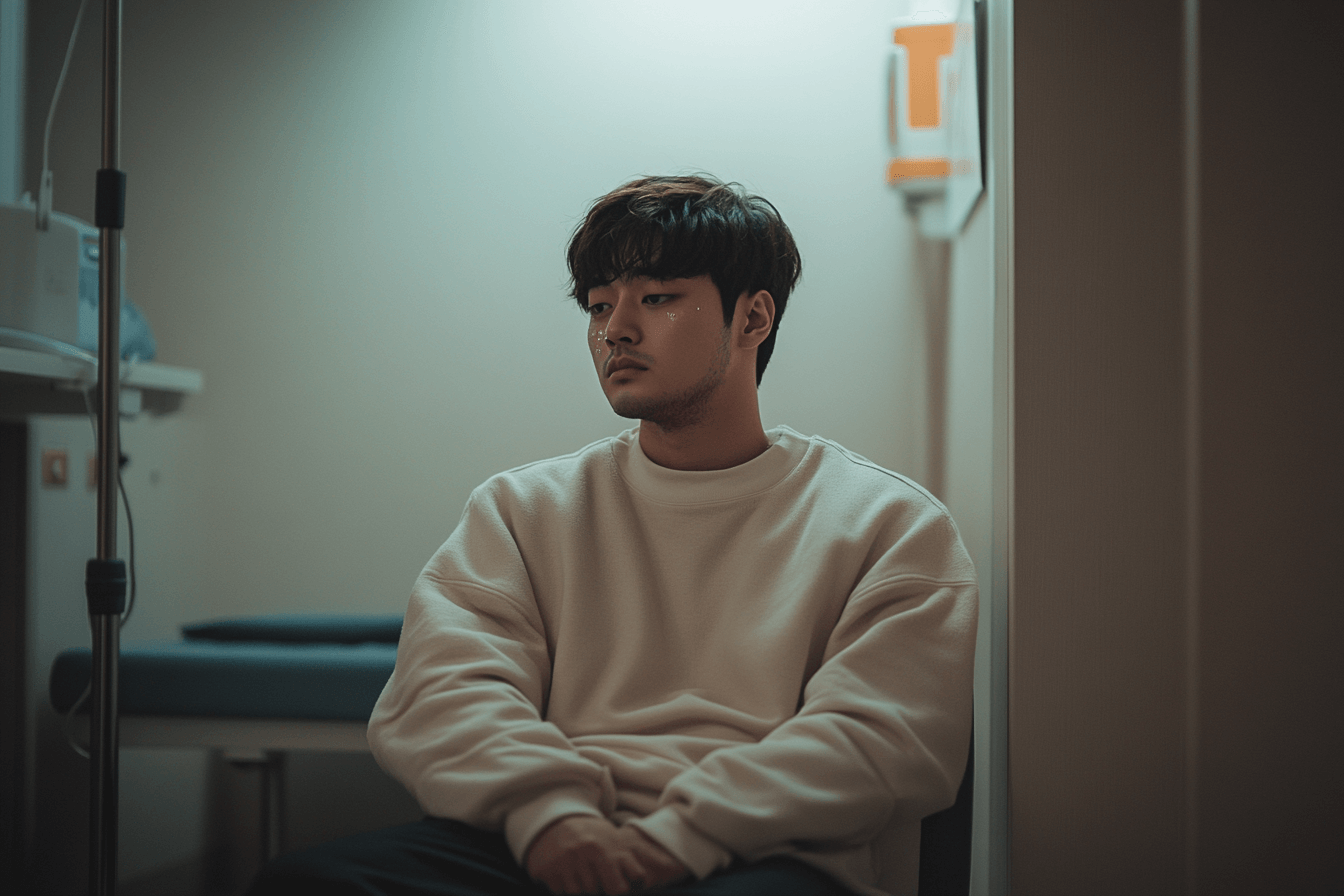 병실에-앉아-있는-남자