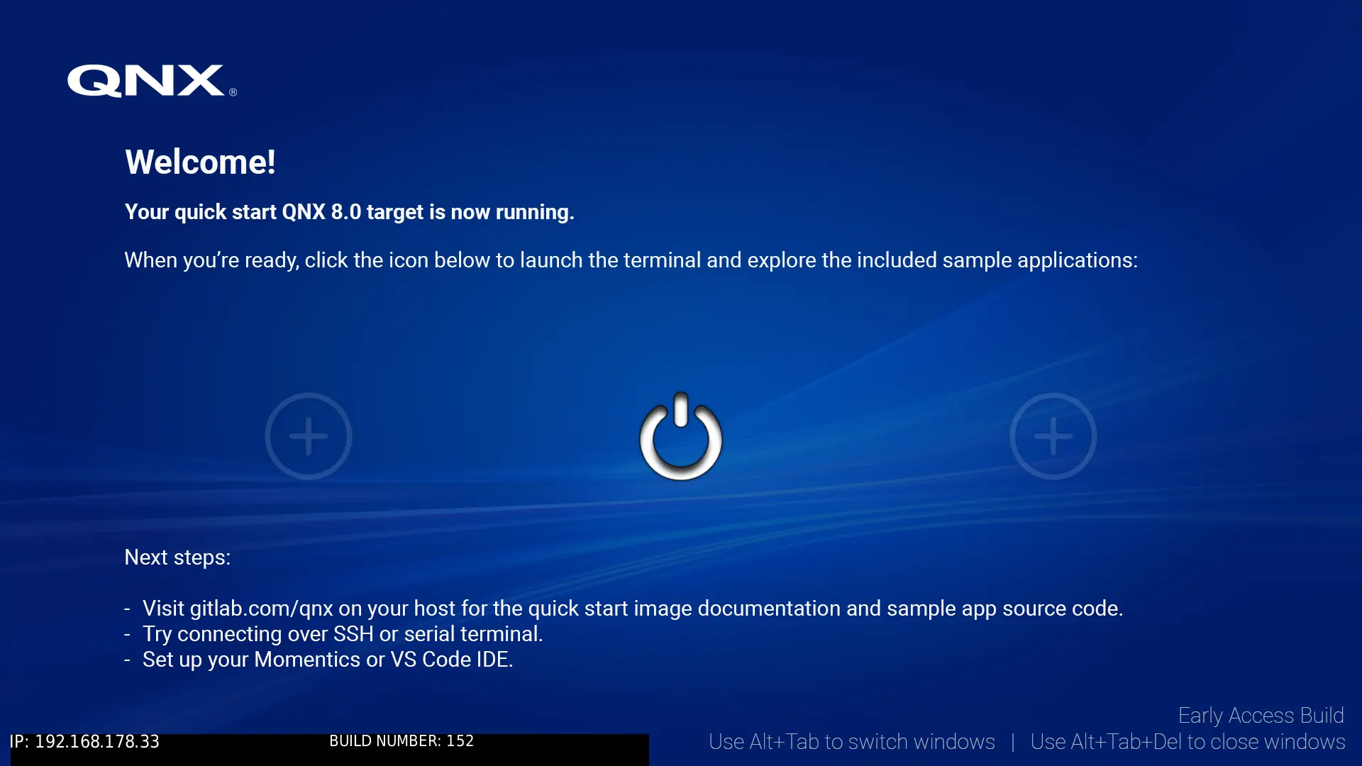 라즈베리파이 4에서 QNX 부팅 첫화면