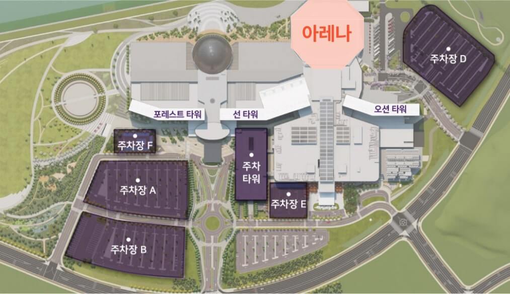 Parking lot close to Inspire Hotel Arena concert hall