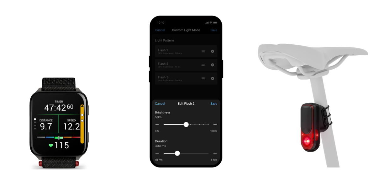 리어뷰 820 라이트 모드 및 브레이크 경고 안내 이미지