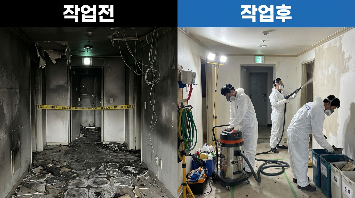 정읍시 화재복구 엔테리어 작업전 작업후 모습