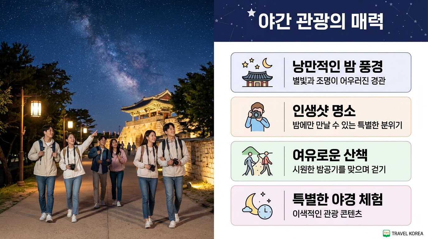 지친 일상을 위로하는 밤하늘의 별, 소도시에서 만나는 야간 관광의 재발견입니다.