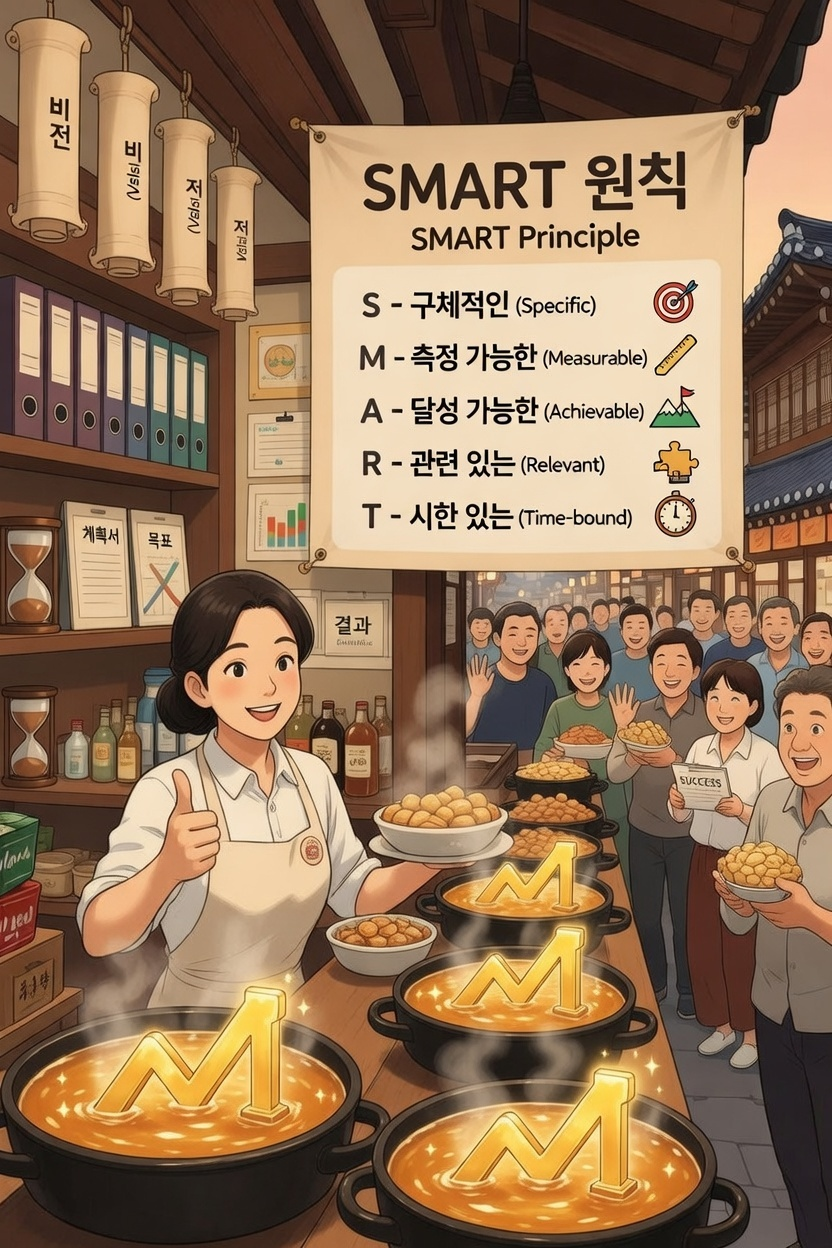 조직 관리 사례 이미지 &ndash; 달성 가능한 목표와 시간 기반 계획 생활속경영전략
