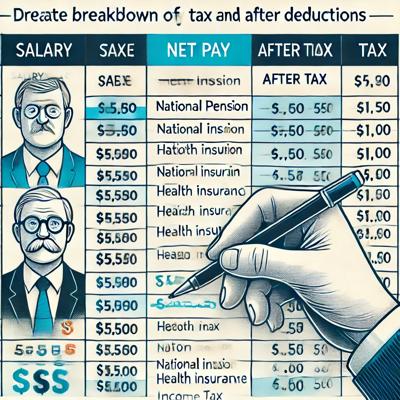 2024년 월급 실수령액 표: 세금 및 공제 내역 상세 분석