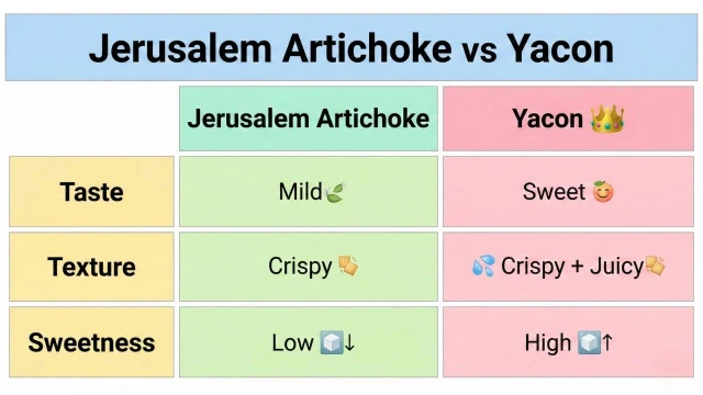 돼지감자와 야콘의 맛, 식감, 당도에 대한 실제 비교 지표