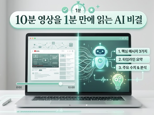 유튜브 10분 영상을 1분 만에 읽는 법: 요약 AI 도구 TOP 3