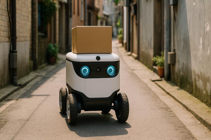 골목길에서 물건을 배달하는 자율주행 택배 로봇