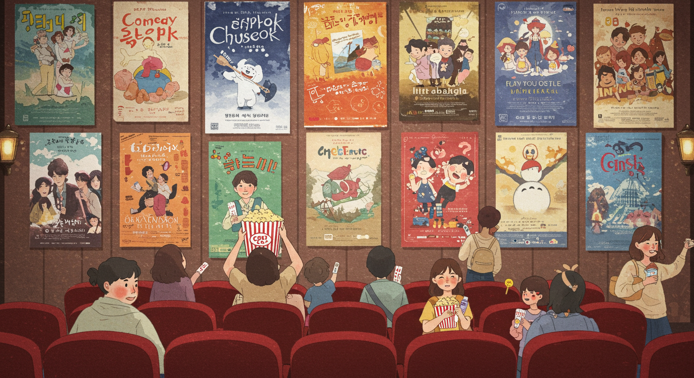 추석 연휴 극장가 풍경과 다양한 영화 포스터 썸네일