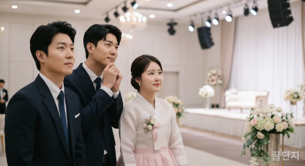 2026년 결혼식을 올릴 웨딩홀을 둘러보는 한국인 예비부부