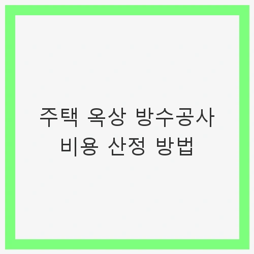 주택 옥상 방수공사 개요