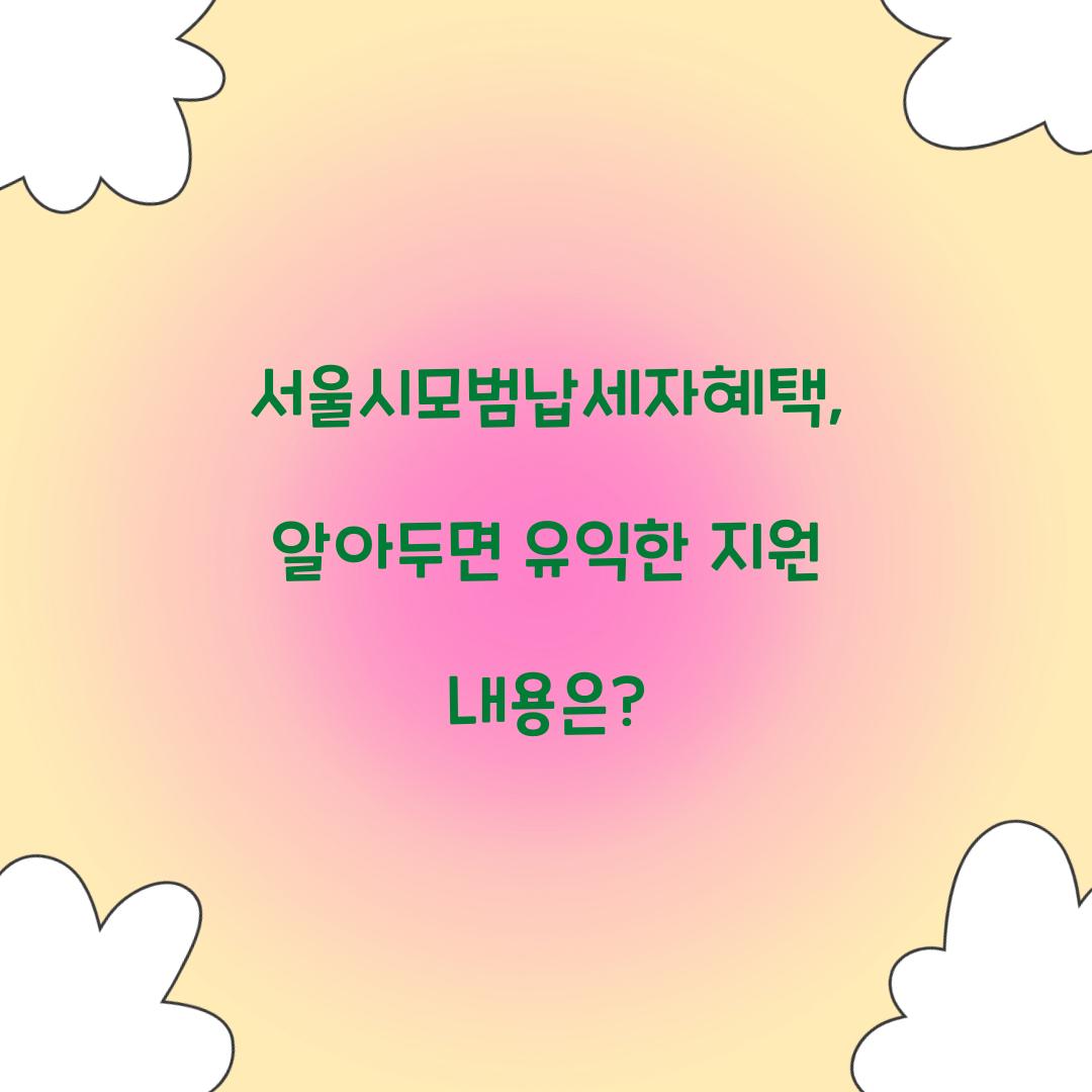 서울시모범납세자혜택