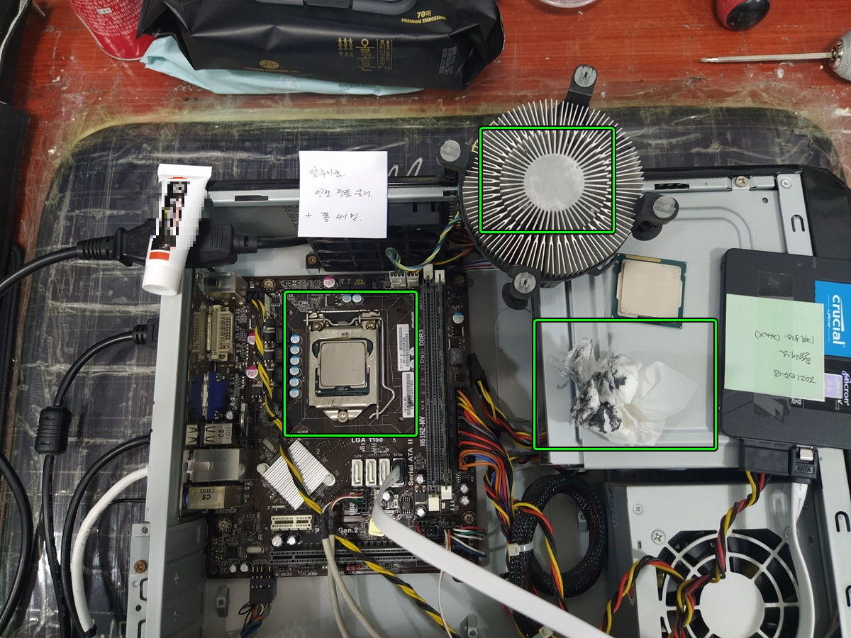 서멀컴파운드의 도포 상태 묽음