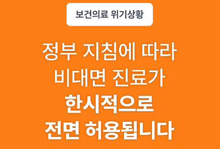휴진 병원 리스트와 관련하여 비대면 진료가 허용된다는 내용이 쓰여있는 그림