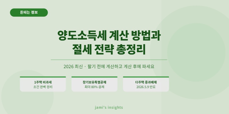 2026 양도소득세 계산 방법 절세 전략 총정리
