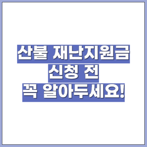 산불 재난지원금 신청 전 꼭 알아두세요!