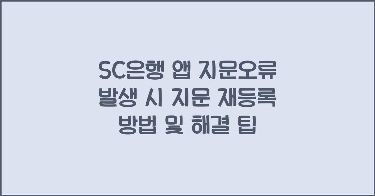 SC은행 앱 지문오류 지문재등록 어플지문