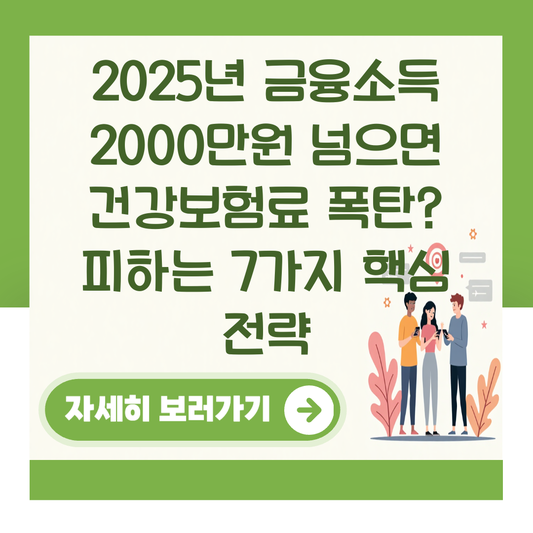 2025년 금융소득 2000만원 넘으면 건강보험료 폭탄? 피하는 7가지 핵심 전략 대표 이미지