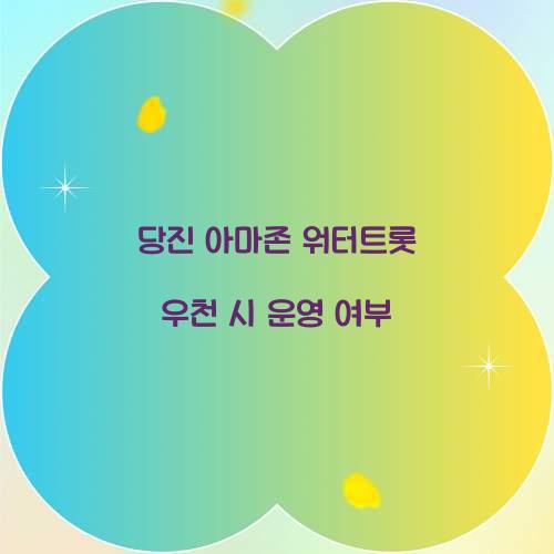 당진 아마존 워터트롯 우천 시 운영 여부