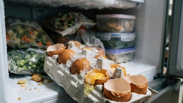 달걀냉동했다가 다 꺠진 사진