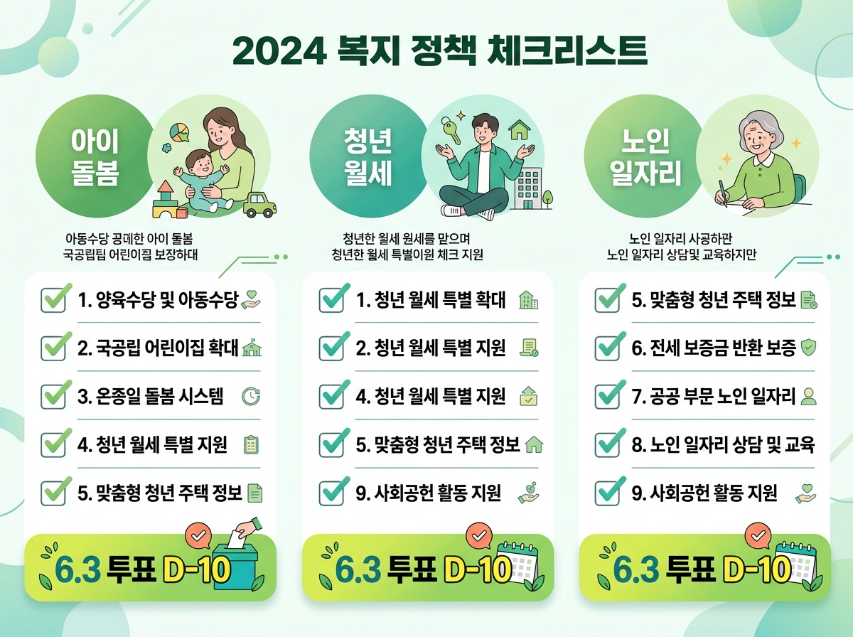 복지 공약 돌봄 청년 노인 9가지 체크포인트 D-Day 체크리스트
