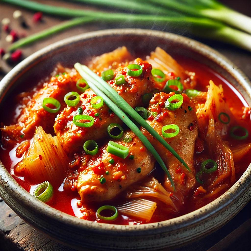 닭 김치찜 파 김치 넣은 묵은지 김치찜