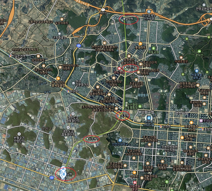 안산시-서해선-지하철역-위치-지도