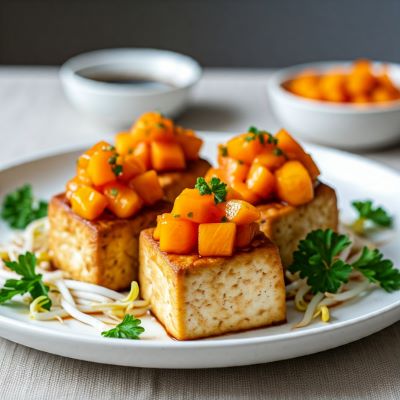 단감 드레싱 두부튀김