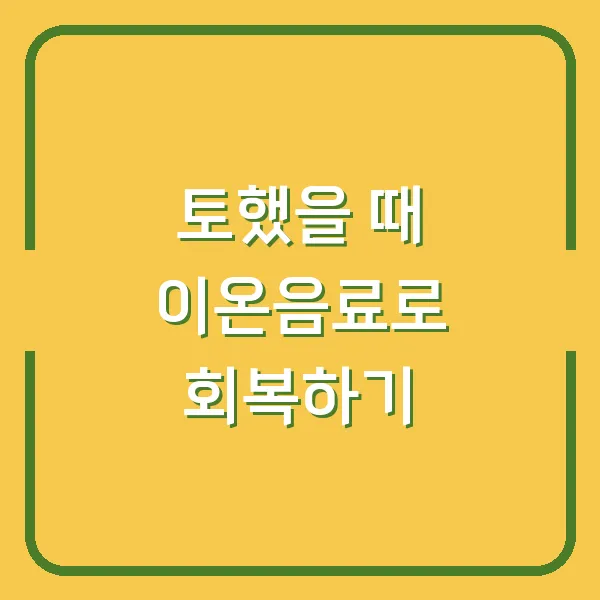 토했을 때 이온음료로 회복하기