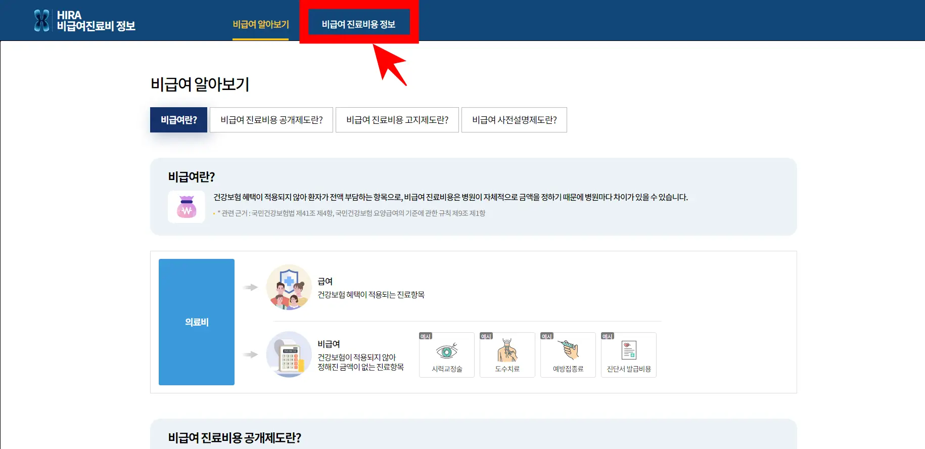 비급여 진료비용 미리 확인하기