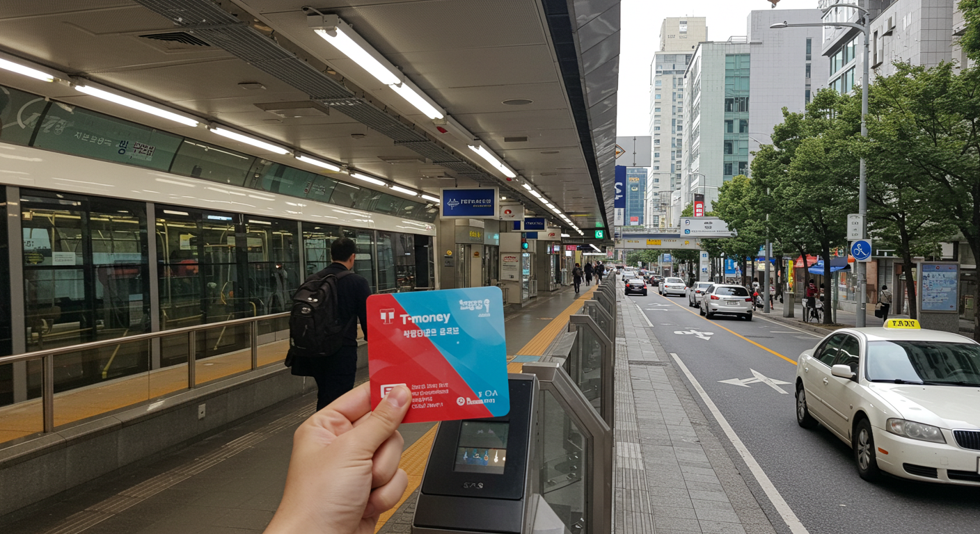 T-money card reader on a Korean city bus