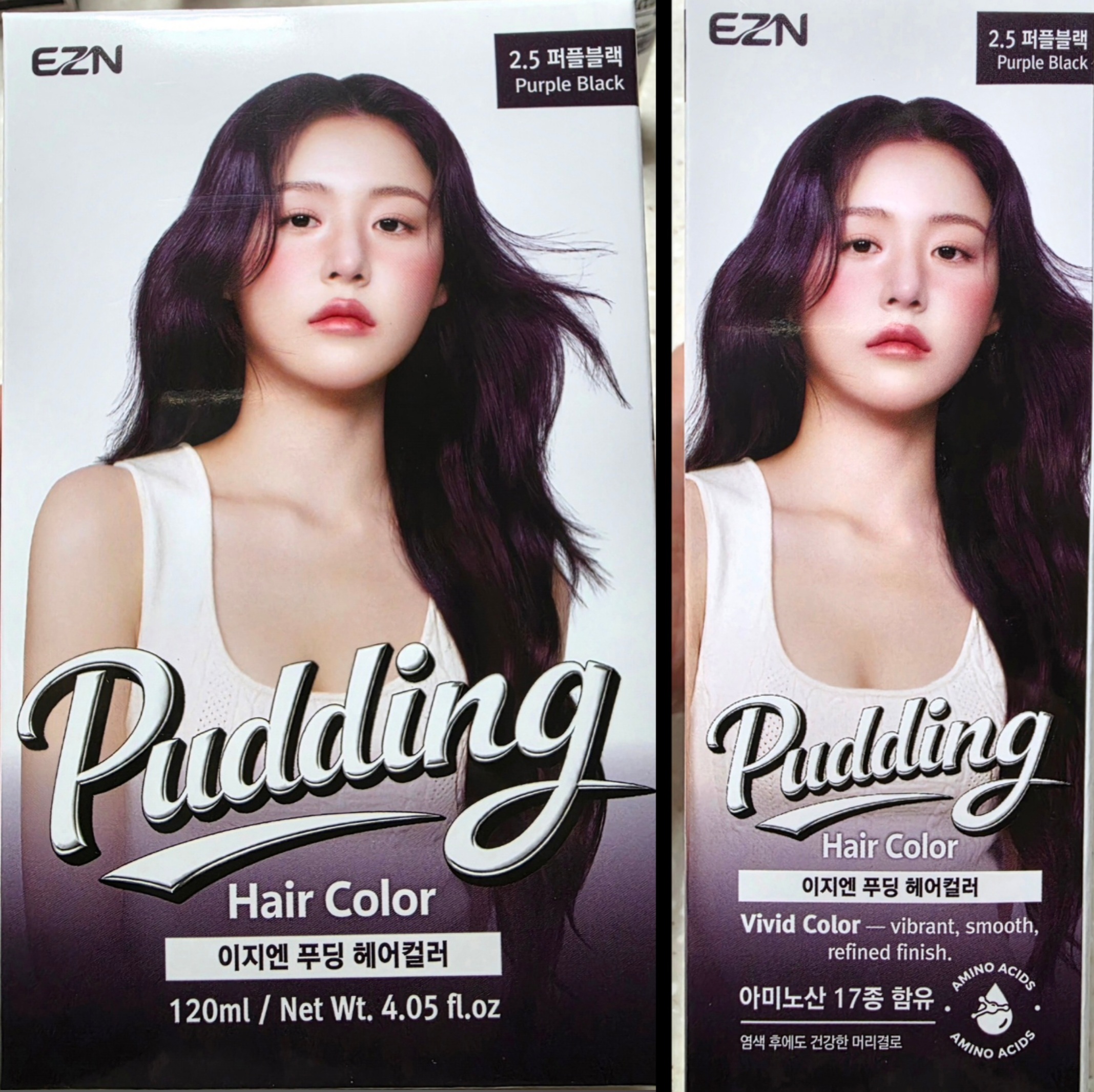 이지엔 푸딩 헤어컬러 퍼플블랙 제품 패키지