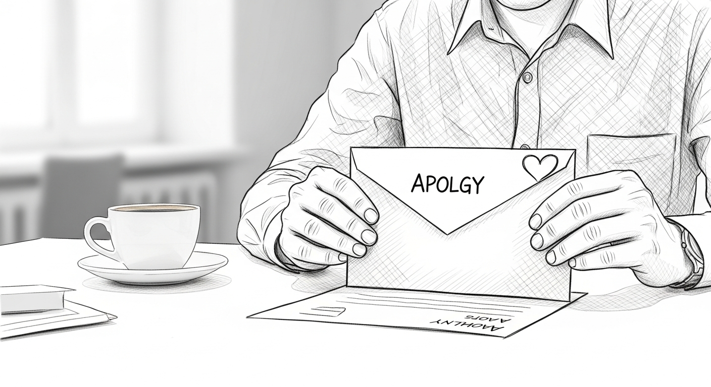 진심을 전하는 정중한 사과를 묘사