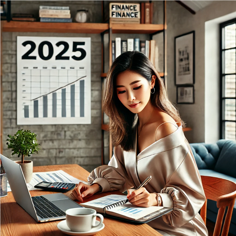 투자 비교하는 30대 미혼 여성 이미지