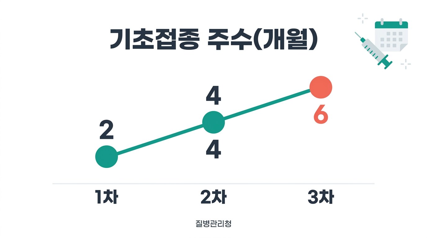 백일해 예방접종 기간 기초접종 주수(개월)
